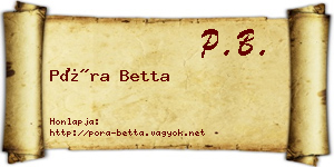 Póra Betta névjegykártya